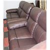 Image 1 : WHISTLER BROWN LEATHER RECLINING SOFA & LOVESEAT