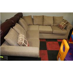 NEW BEIGE FABRIC L SHAPE SECTIONAL WITH CUSHIONS