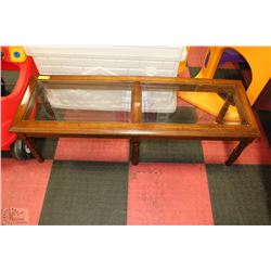 ESTATE MAPLE GLASS TOP COFFEE TABLE