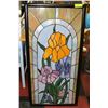 Image 1 : LARGE STAINED GLASS STYLE FLORAL WINDOW