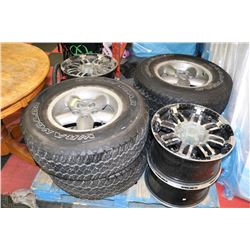 PALLET WITH 4 GOODYEAR WRANGLER TIRES ON RIMS