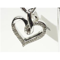 #32-STERLING SILVER DIAMOND HEART PENDANT