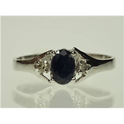 #33-10KT GOLD SAPPHIRE & DIAMOND  RING