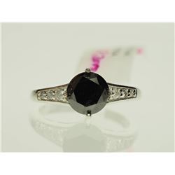 #38-14KT GOLD BLACK DIAMOND RING SIZE 7