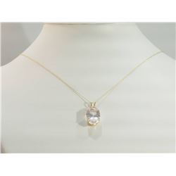 #40-14K YELLOW GOLD ROSE QUARTZ NECKLACE