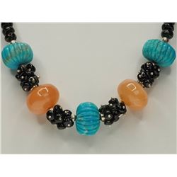 #41-STERLING SILVER TURQUOISE & MOONSTONE BEAD