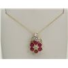 Image 1 : #43-14K YELLOW GOLD RUBY & DIAMOND FLOWER