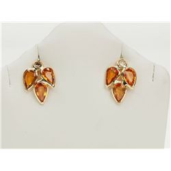 #47-14K YELLOW GOLD SAPPHIRE & DIAMOND EARRINGS