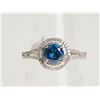 Image 1 : #49-14K WHITE GOLD BLUE DIAMOND RING ACCENTED BY