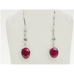 #50-14K WHITE GOLD RUBY & DIAMOND DROP EARRINGS