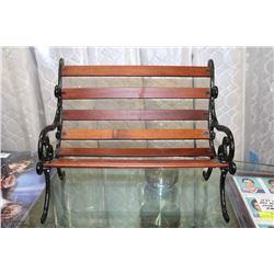 MINI WOOD AND CAST IRON ORNAMENTAL PARK BENCH