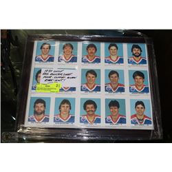 1984 RARE UNCUT RED ROOSTER SHEET W/ FUHR,COFFEY,
