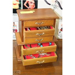 ESTATE WOOD JEWELRY BOX FULL OF JEWELRY