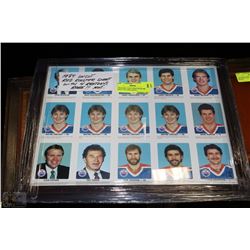 1984 RARE UNCUT RED ROOSTER SHEET W/4 GRETZKY'S
