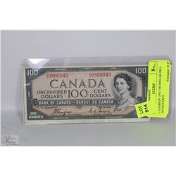 CANADIAN 1954 100 DOLLAR BILL DEVILS FACE