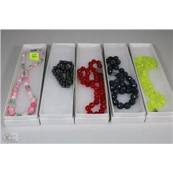 LOT OF 5 ASSORTED PEARLS,STONES NECKLACES