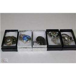 FLAT WITH 5  ASSORTED NEW POCKET WATCHES