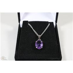 # 14-NATURAL AMETHYST .925 SOLID SILVER PENDENT