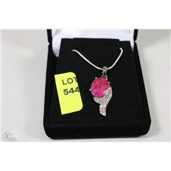 #4-NATURAL RED RUBY&CZ .925 SOLID SILVER PENDANT