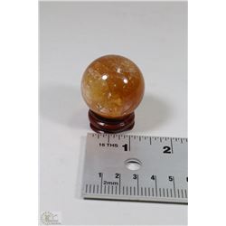 #22-NATURAL CINTRINE QUARTZ CRYSTAL SPHERE+STAND