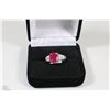 Image 1 : #7-NATURAL RED RUBY&CZ .925 SOLID SILVER RING