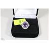 Image 1 : # 13-NATURAL AMETHYST & CZ .925 SOLID SILVER RING