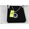 Image 1 : # 11-NATURAL AMETHYST & CZ .925 SOLID SILVER PENDE