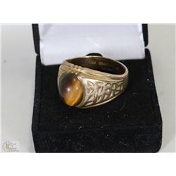 MENS 10K GOLD FILLED TIGER EYE RING SIZE 11