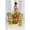 Image 1 : AMBER GLASS DECANTER WITH 6 GLASSES