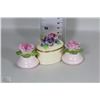 Image 1 : 3 FINE BONE CHINA FLOWER ORNAMENTS MADE IN ENGLAND