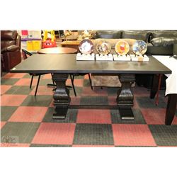 NEW BLACK DBL PEDESTAL KITCHEN TABLE WITH LEAF