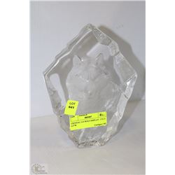 CRYSTAL 3-D WOLF DISPLAY - 9"H X 6.5"W