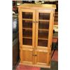 Image 1 : SOLID OAK 4-DOOR ROLLING CABINET -