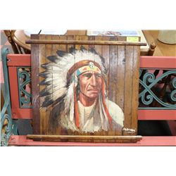 NATIVE PAINTING ON WOOD WALL HANGING