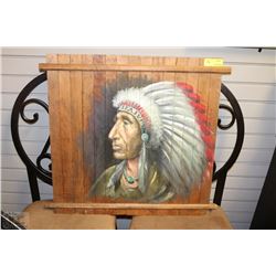 NATIVE PAINTING ON WOOD WALL HANGING