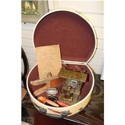 VINTAGE HAT BOX W/ VINTAGE ITEMS INCL.