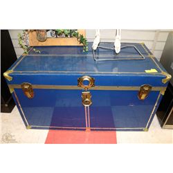 BLUE METAL STEAMER TRUNK -
