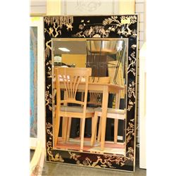 LARGE INLAYED BLACK AND GOLD MIRROR 30"X48"