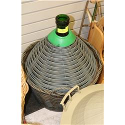WINE CARBOY BOTTLE WITH METAL AND PLASTIC