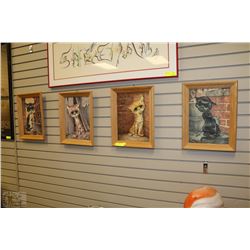 SET OF 4 VINTAGE BIG EYED CAT PRINTS BY GIG