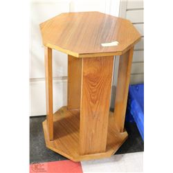 MAPLE 8 SIDED TABLE ON WHEELS 25" TALL