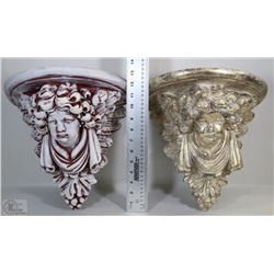 EXTRA LARGE CHERUB WALL DECORATION RED AND GOLD X2