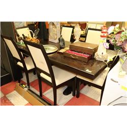 SOLID WOOD DARK BROWN TABLE W/6