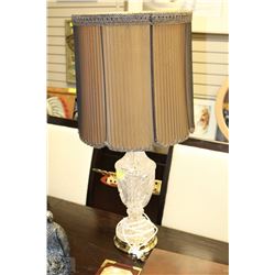 LARGE CLEAR GLASS LAMP WITH BRONZE SHADE