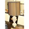 Image 1 : LARGE CLEAR GLASS LAMP WITH BRONZE SHADE