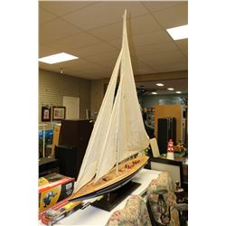 LARGE WOODEN SAILBOAT WITH STAND