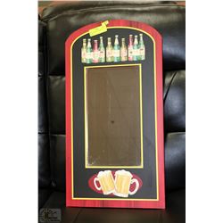 WOOD FRAMED BAR MIRROR - 14"W  X 27" H