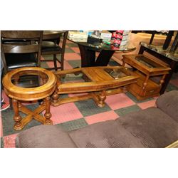 3PC SOLID WOOD Sklar Pepplar COFFEE AND END TABLE SET