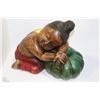 Image 1 : LARGE CARVED & PAINTED WOOD BABY BUDDHA SCULPTURE