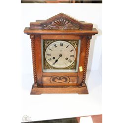 VINTAGE Junghans STEEPLE MANTEL CLOCK , CARVED WOOD